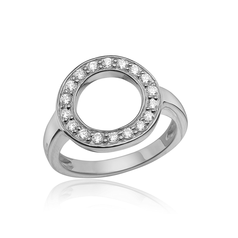 Ring I Sølv Med Zirkoner - 63